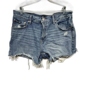 Gap Jean Shorts Stride High Rise Cutoff Medium Light Wash Denim Women sz 30